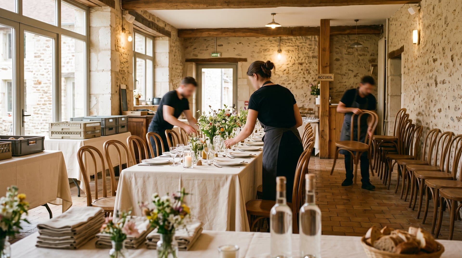 Domaine événementiel préparé pour une réception élégante